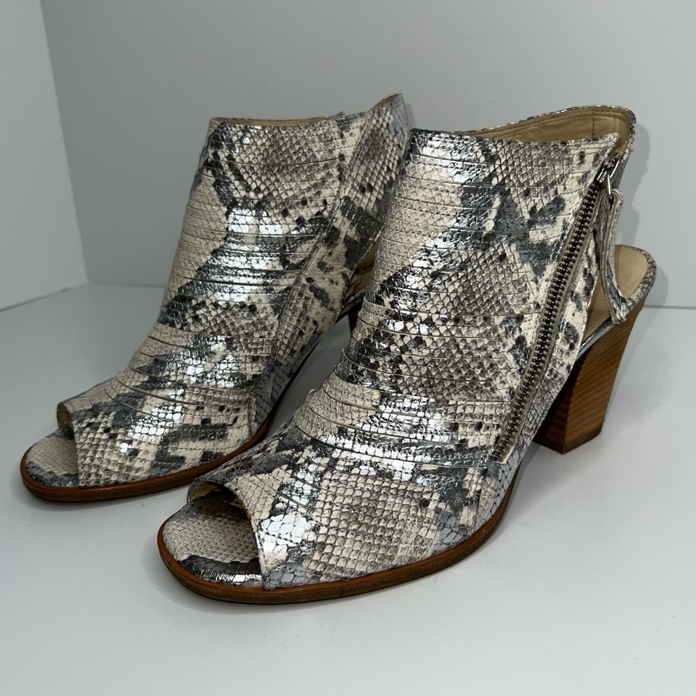 Paul Green Cayanne Peep Toe High Heel Booties Snake Print